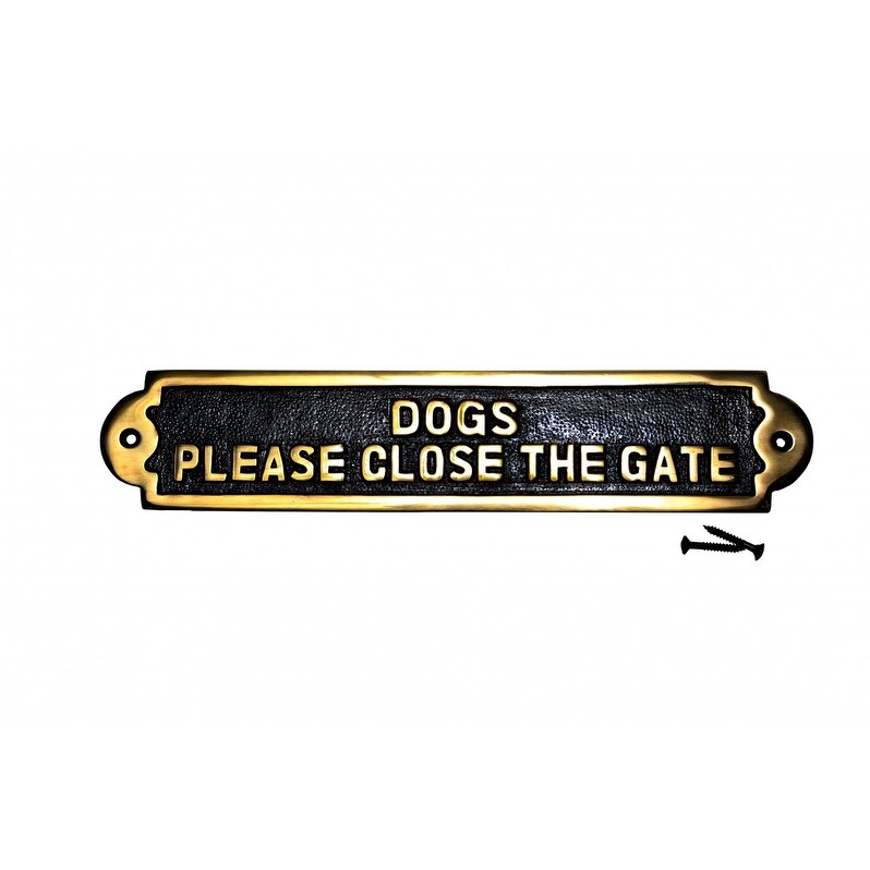 Dog Sign Outdoor Gate Plate Brass Plaque 2.2\