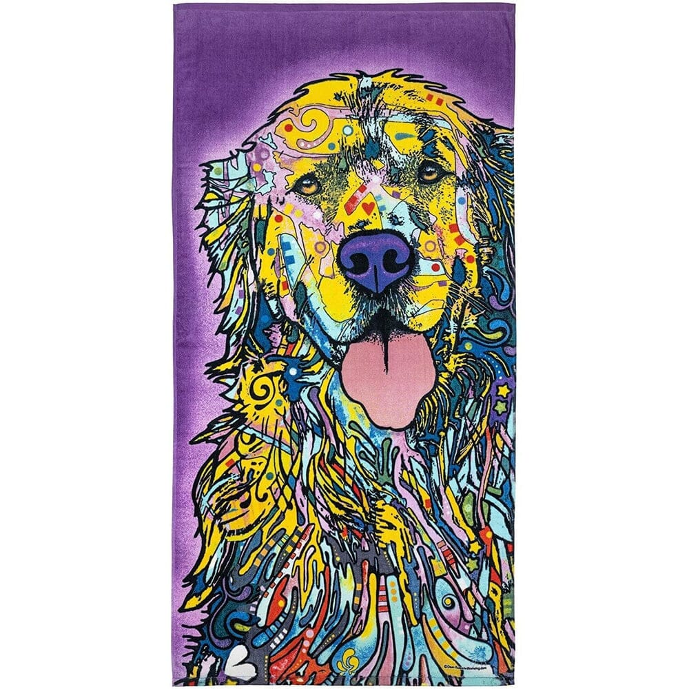 Golden Retriever Super Soft Plush Cotton Beach Bath Pool Towel by Dean Russo