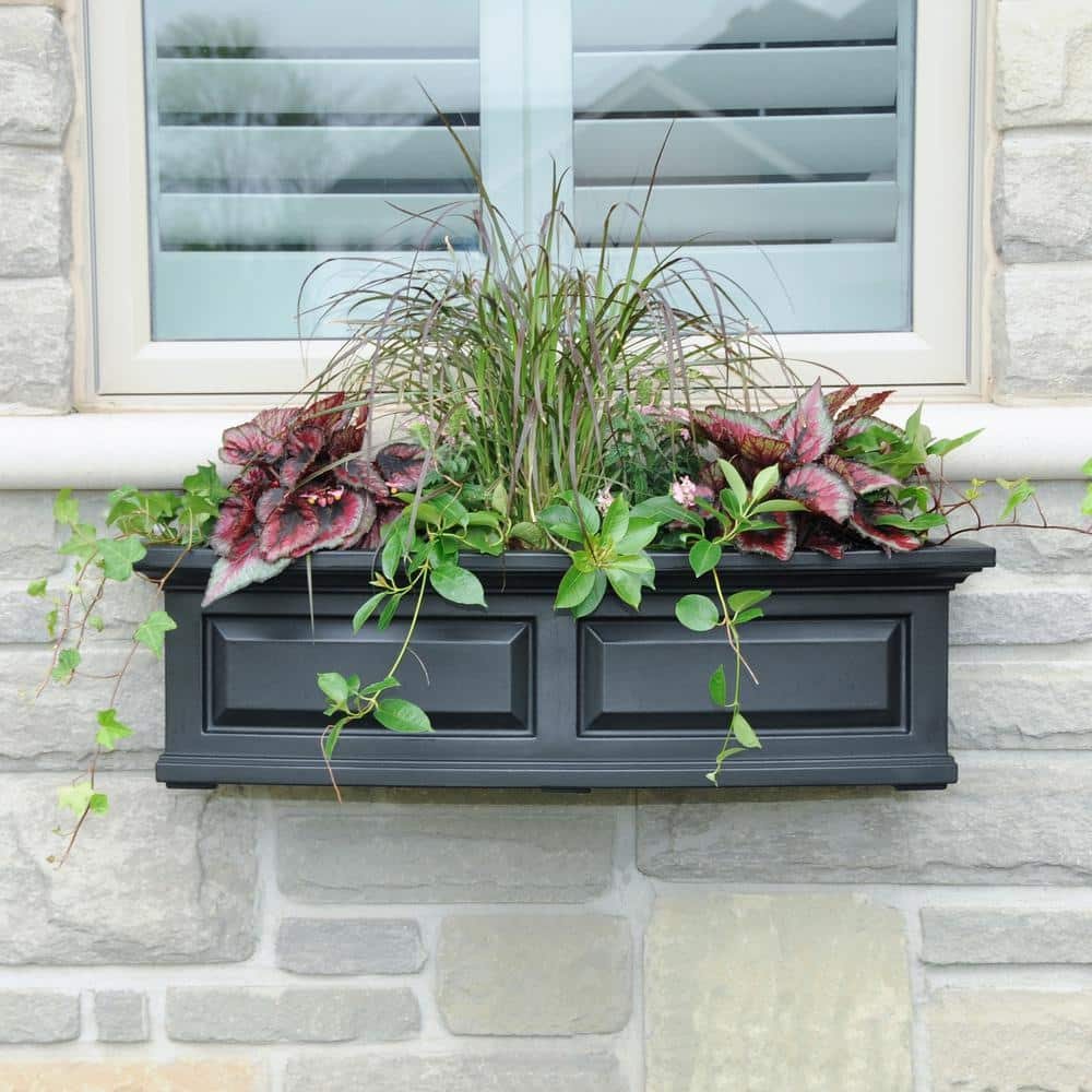 Mayne Nantucket 36 in. x 11.5 in. Self-Watering Black Polyethylene Window Box 4830-B