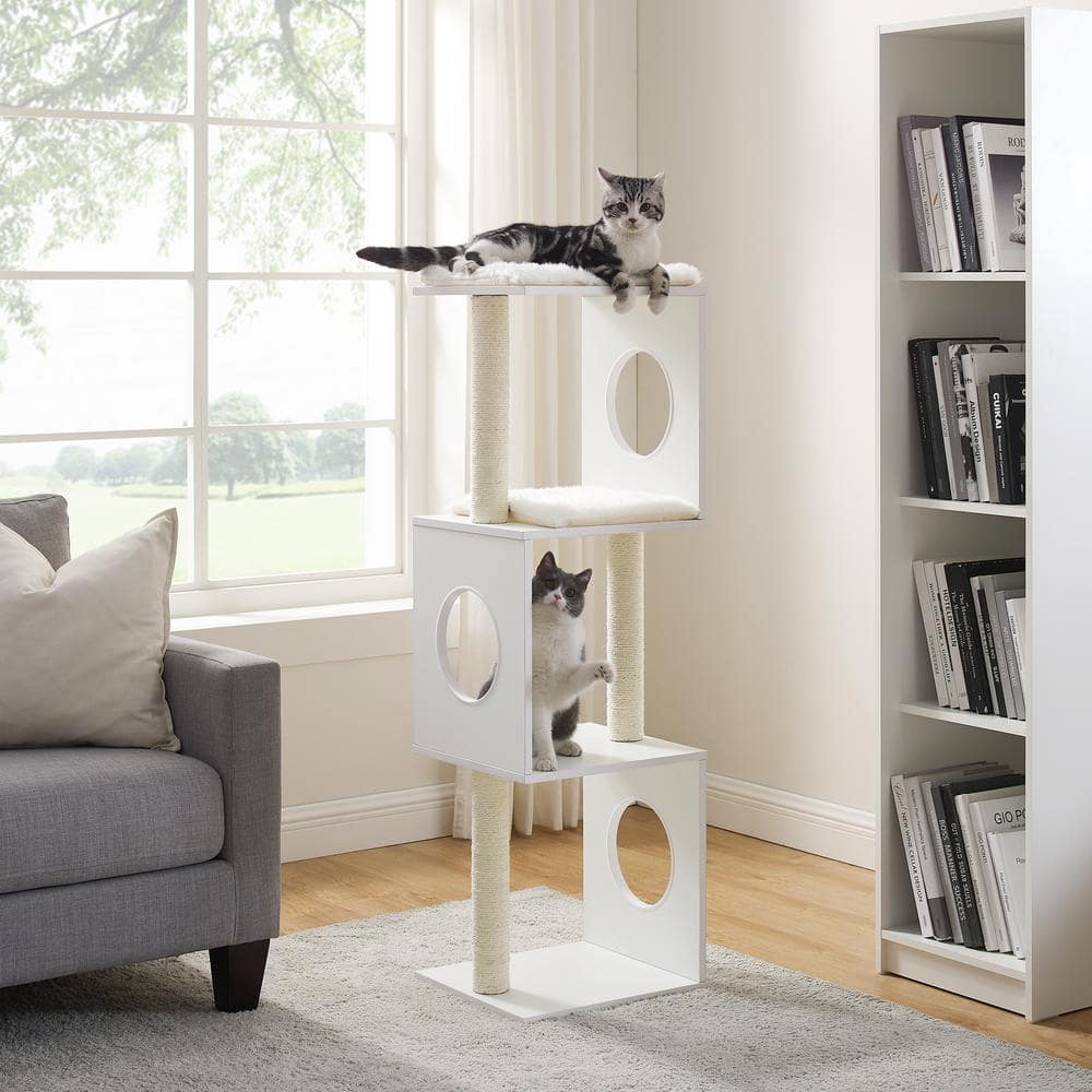 Sam's Pets Sheree 50 in. White Cat Tree SP-CT1297WH