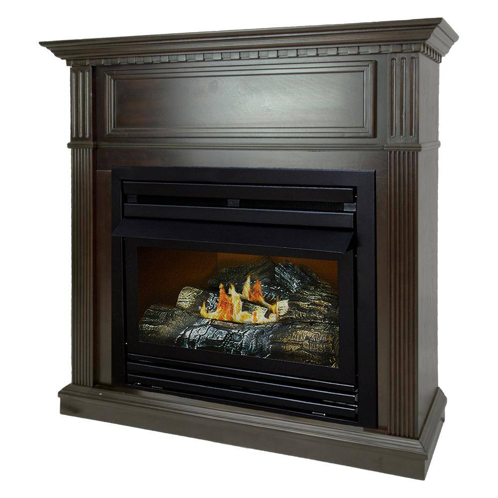 Pleasant Hearth 27500 BTU 42 in. Convertible Ventless Propane Gas Fireplace in Tobacco VFF-PH26LP-T2