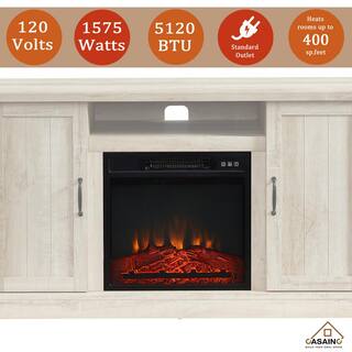 CASAINC 48 in. Freestanding Electric Fireplace with Wooden Storage TV Stand in White Oak CA-CYTVS07-WOK