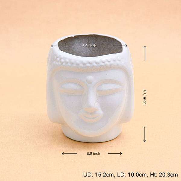 6 inch (15 cm) SML-001 Buddha Fiberglass Planter (White)