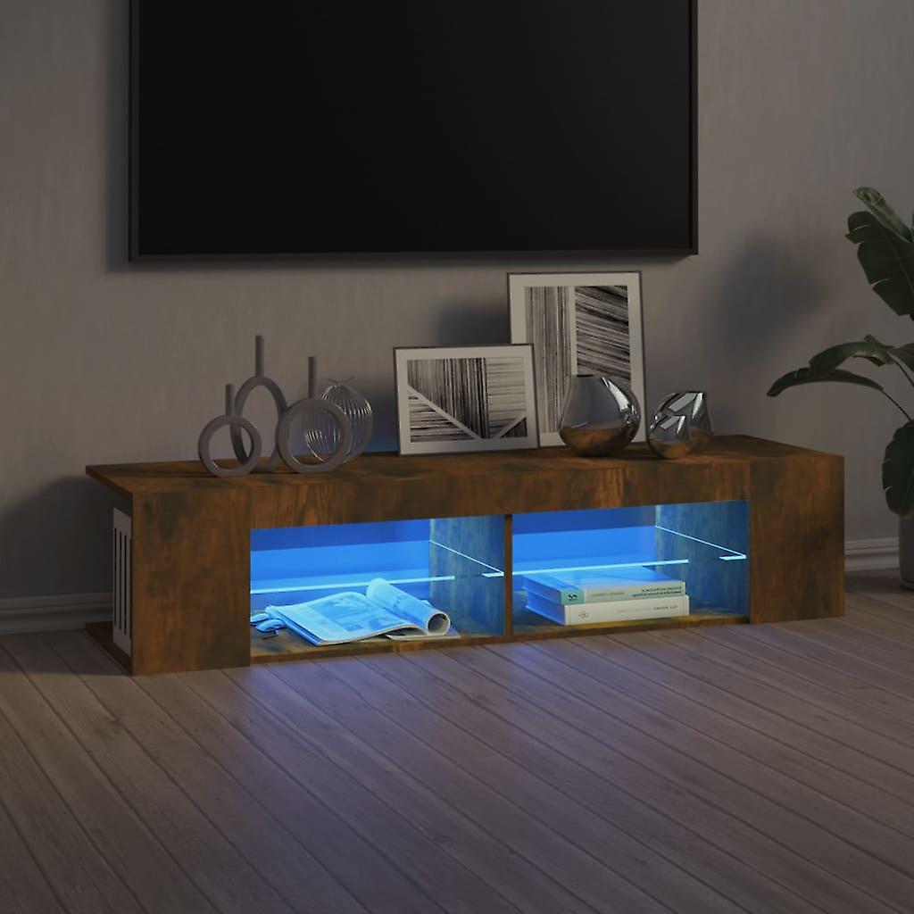 Tv Cabinet With Led Lights Smoked Oak 135x39x30 Cm