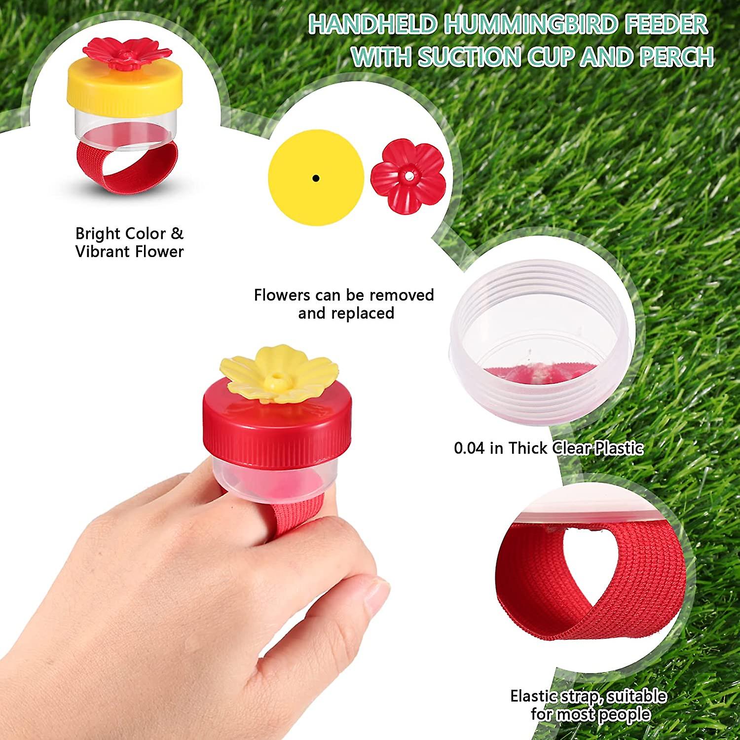 Hummingbird Ring Feeder Hummingbird Hand Feeder For Outdoors Flower Hand Held Hummingbird Feeding Tools Mini Hand Feeding Tools Backyard Nature， Red A