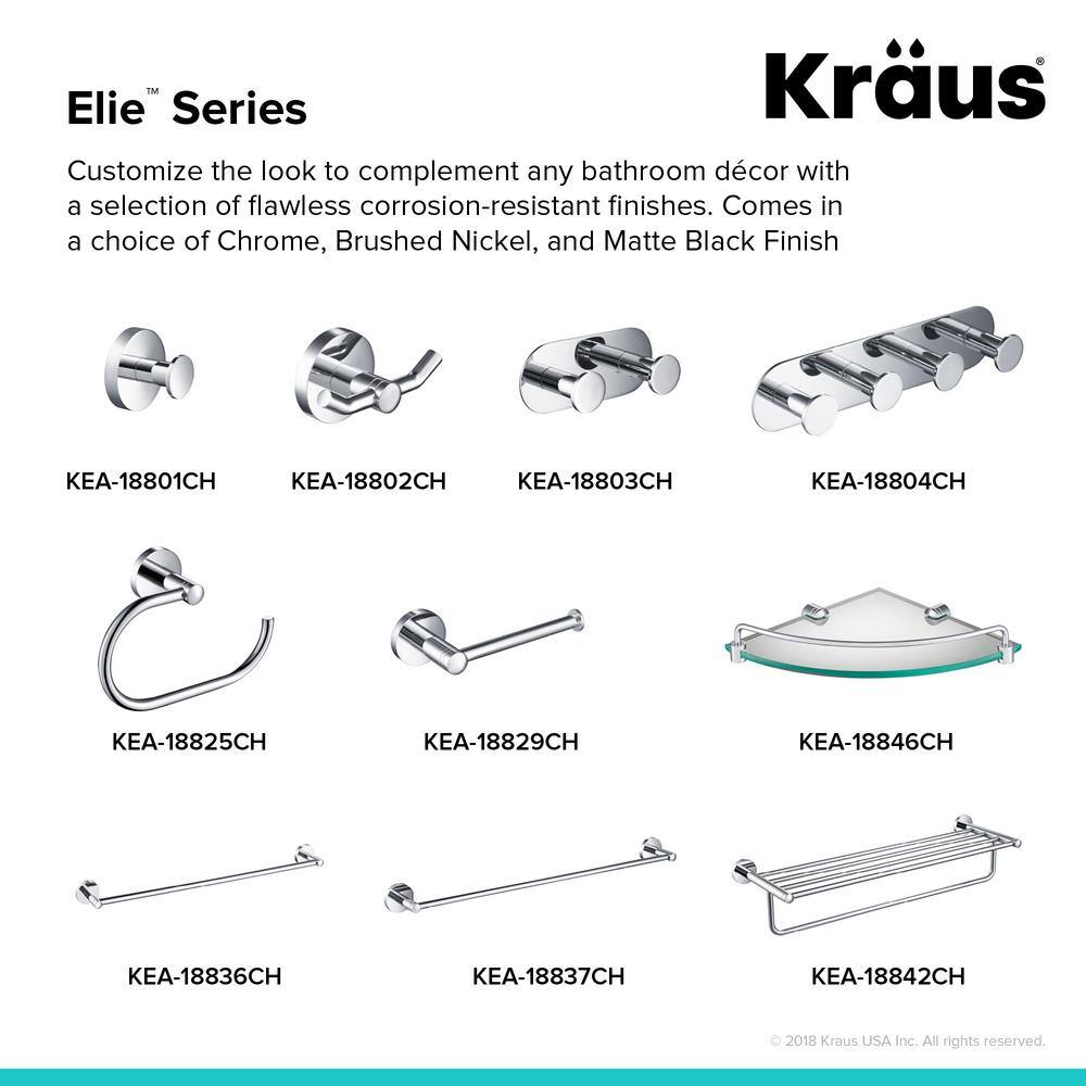 KRAUS Elie Bathroom Robe and Towel Hook Rack with 4-Hooks in Chrome KEA-18804CH