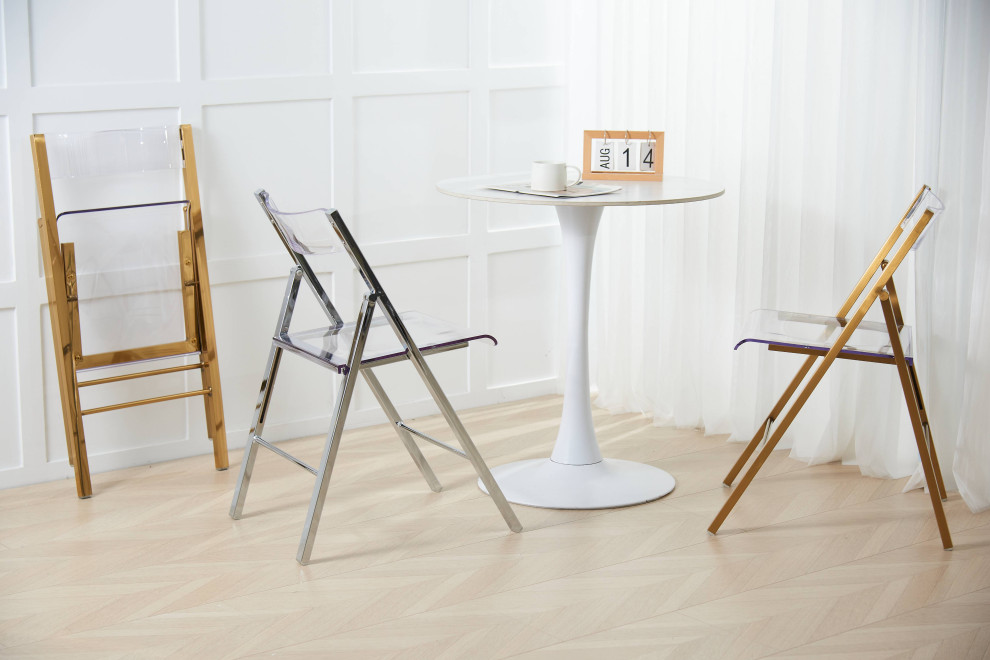 LeisureMod Menno Acrylic Folding Chair With Stainless Steel Frame   Contemporary   Folding Chairs And Stools   by LeisureMod  Houzz