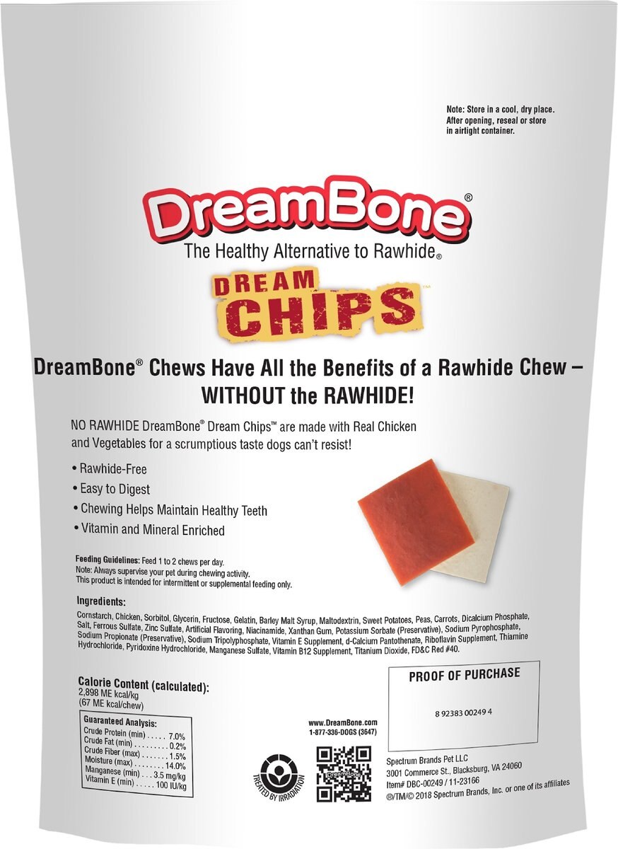 DreamBone DreamChips Chicken Flavor Dog Treats， 12 count