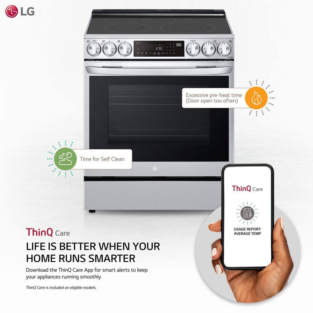 LG 6.3 cu. ft. Slide-in Electric Range with EasyClean Instaview and Air Fry in Printproof Stainless Steel LSEL6335F