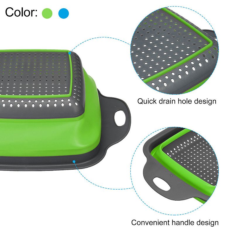 Collapsible Colander Set， 2 Pcs Silicone Square Strainer， Small