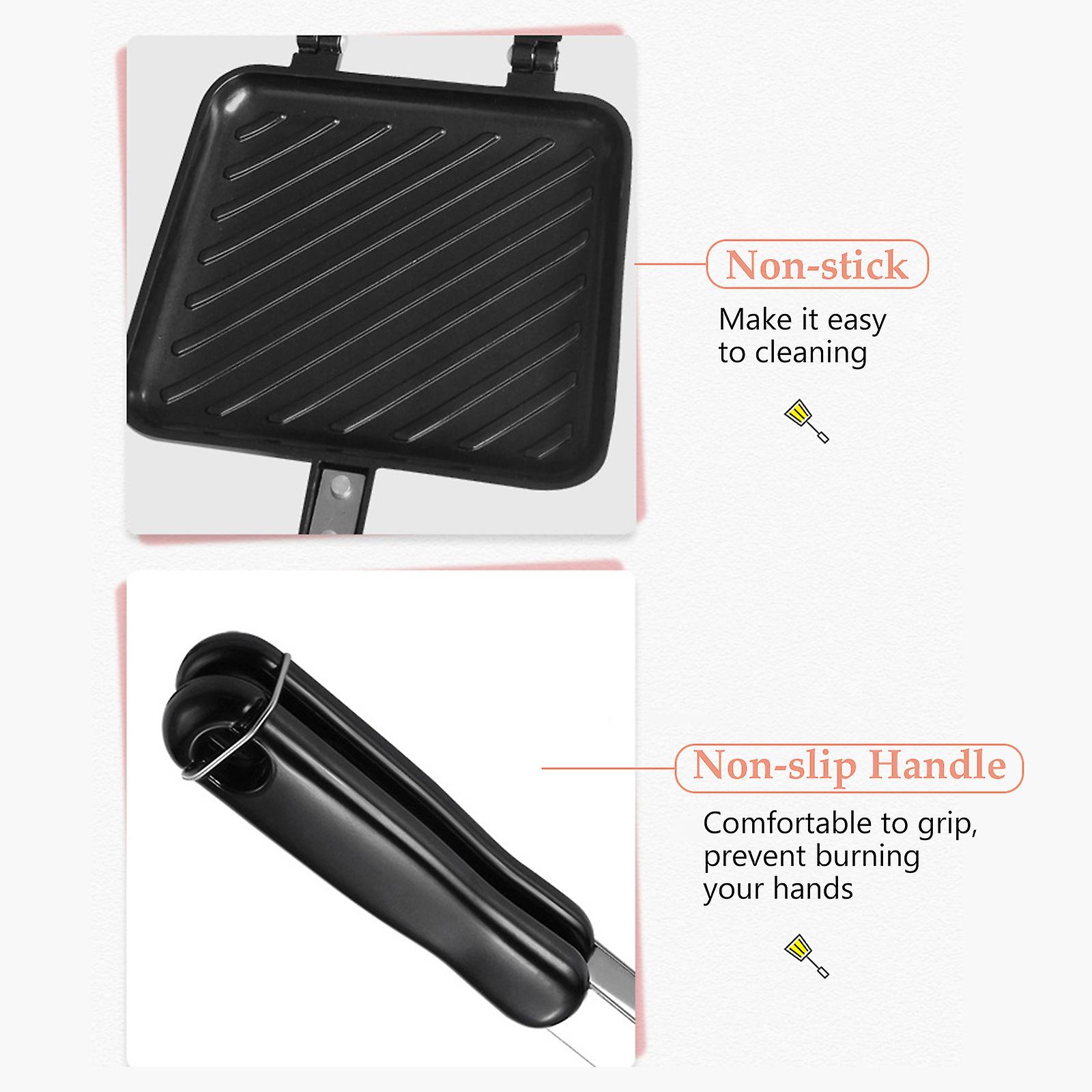 Black Toasted Sandwich Maker Non-stick Grilled Sandwich Panini Maker With Insulated Handle Hot Sandwich Maker Grilled Cheese Machine