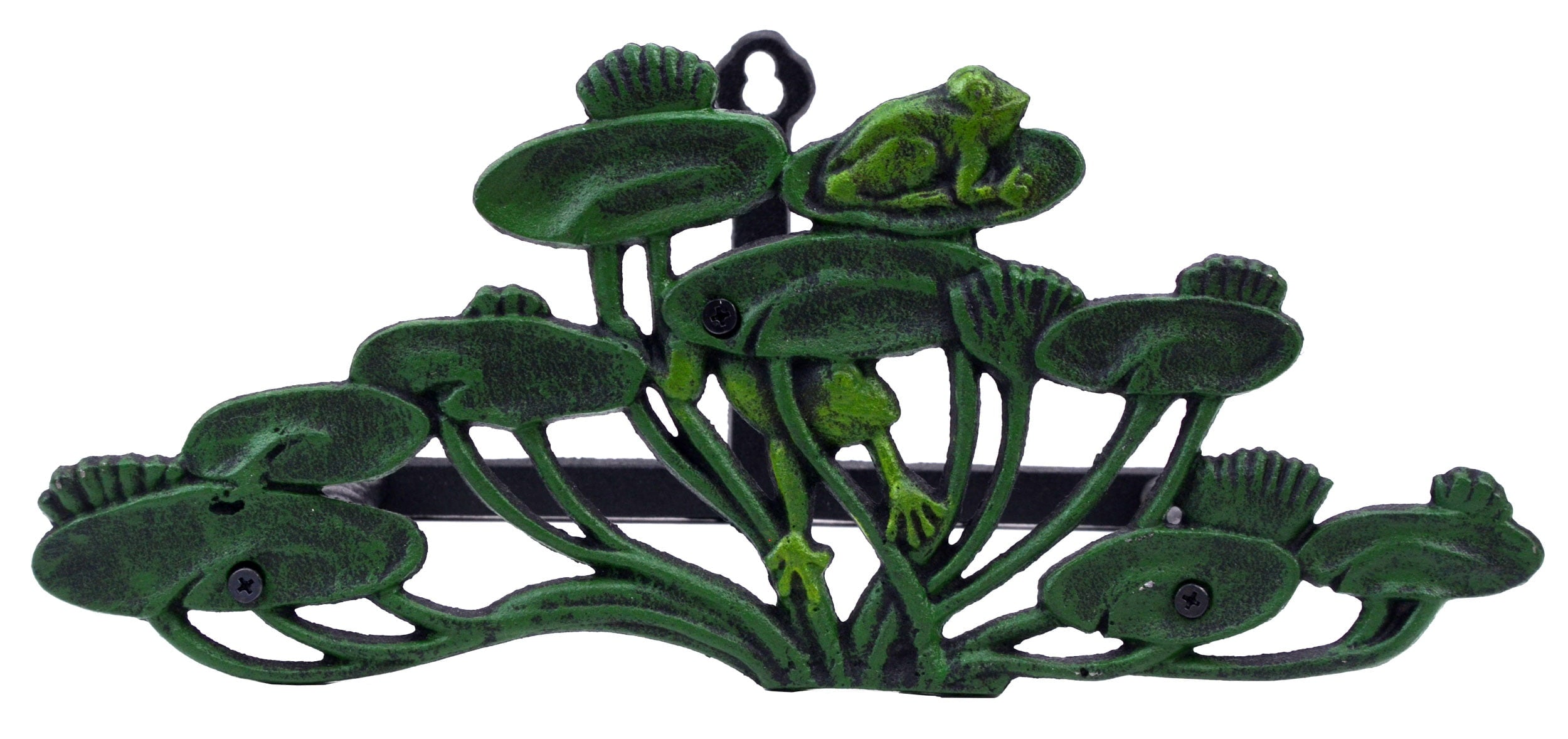 Garden Hose Holder - Frogs On Lily Pads - Cast Iron - 13.75