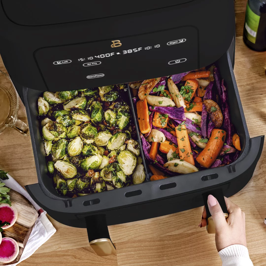 Beautiful 9QT TriZone Air Fryer， Black Sesame by Drew Barrymore