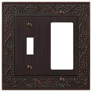 AMERELLE Bleinhem 2 Gang 1-Toggle and 1-Rocker Metal Wall Plate - Aged Bronze 43TRVB