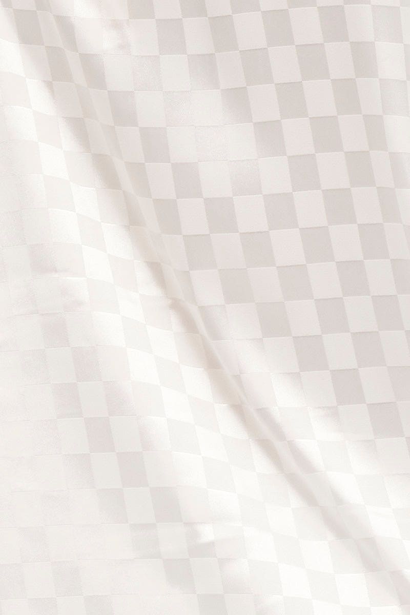 Check Satin Pajamas Set Short Sleeve