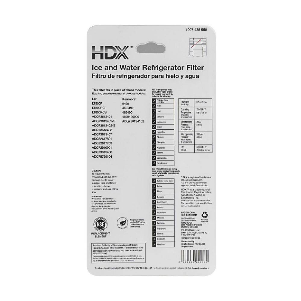 HDX HDX FML-4 Premium Refrigerator Water Filter Replacement For LG LT800P (2-Pack) FML-4