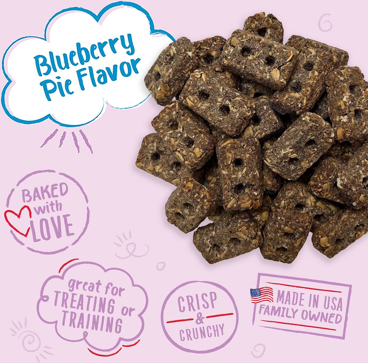 Charlee Bear Bearnola Bites Blueberry Pie Flavor Dog Treats， 8-oz bag