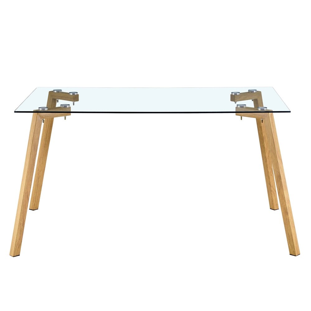 Glass Dining Table Modern Minimalist Rectangular for 4 6   Gold