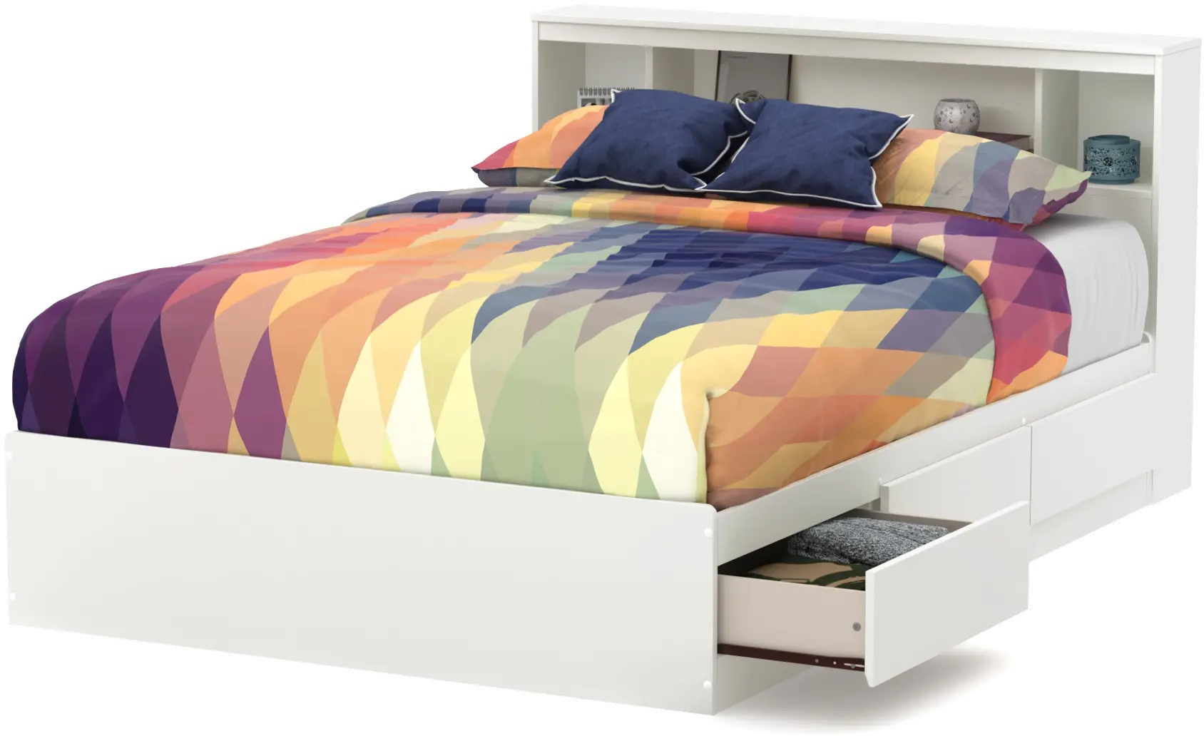 Reevo Full Mates Bed With Bookcase Headboard - South Shore