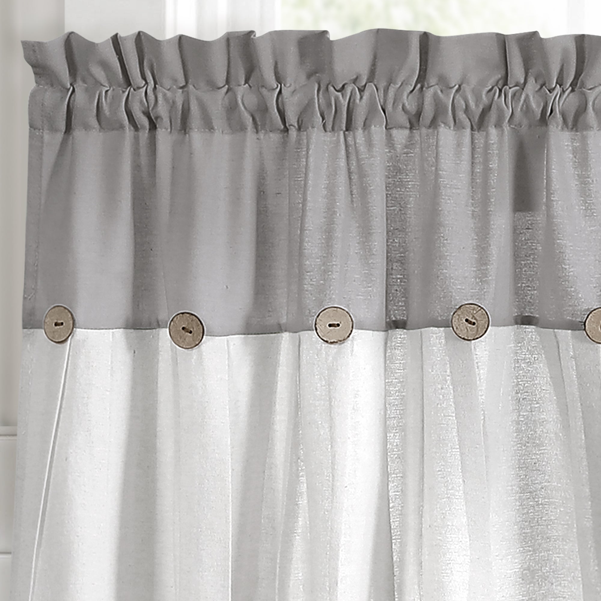 Linen Button Kitchen Window Tiers Set