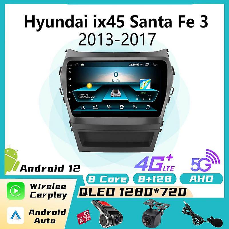 Autoradio for HYUNDAI IX45 Santa Fe 3 2013-2017 Radio Stereo WiFi Carplay GPS Navigation Multimedia