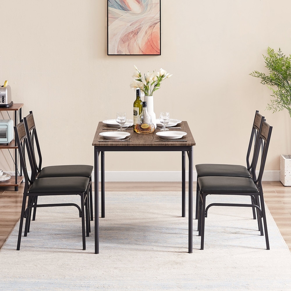 VECELO Bistro Kitchen Dining Table and Dining Chair Set of 2 or 4 (3PCS/5PCS)