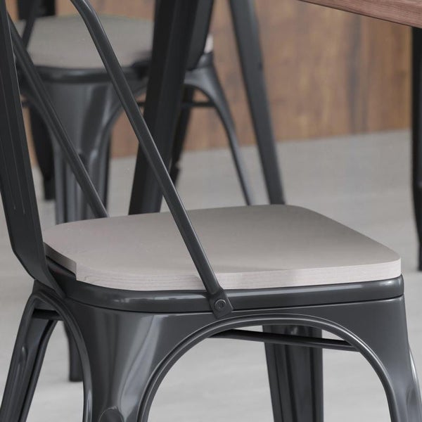 Flash Furniture Poly Resin Wood Square Seat Metal Barstools in Gray - 13.75