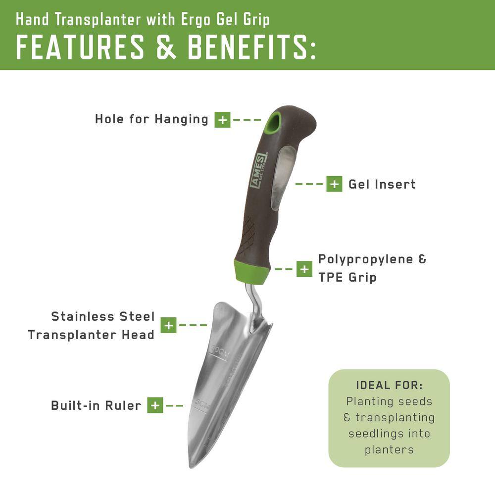 Ames 3-Piece Garden Tool Set - Hand Trowel Hand Transplanter and Hand Cultivator 24450009