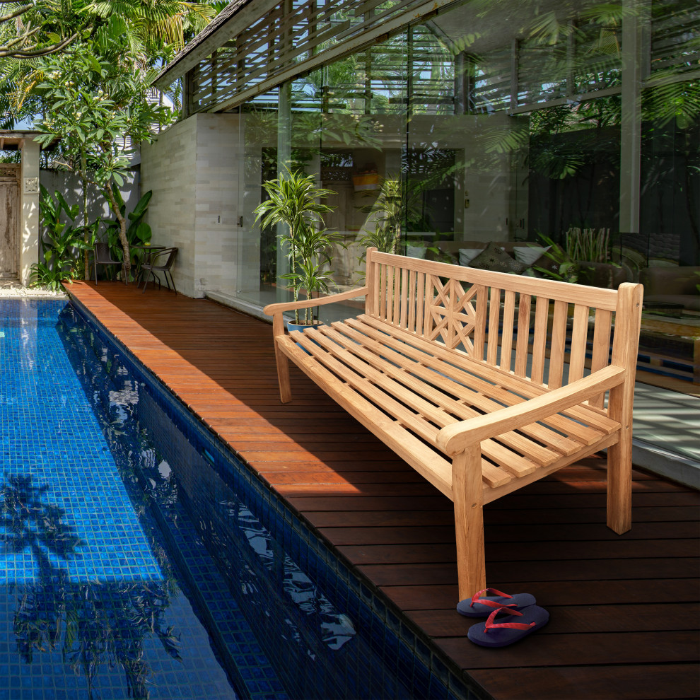 Teak Wood Arizona Outdoor Patio Bench  6  x27  Transitional   Outdoor Benches   by Chic Teak  Houzz