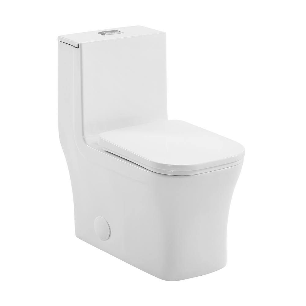 Swiss Madison Concorde 14 in. Rough-In 1-piece 1.11.6 GPF Dual Flush Square Toilet in Glossy White Seat Included SM-1T102