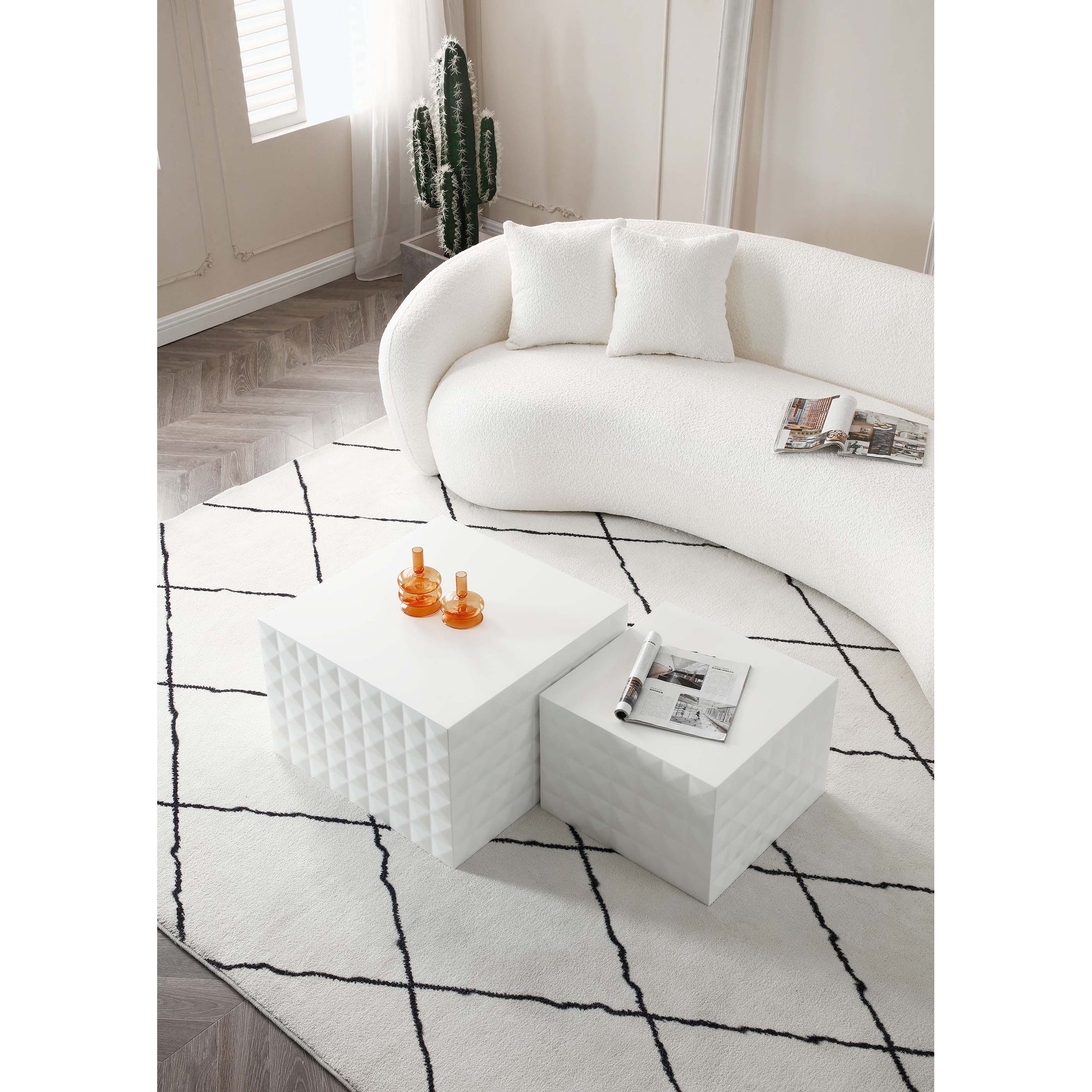 Square Coffee Table Set of 2 for Living Room/Leisure Area