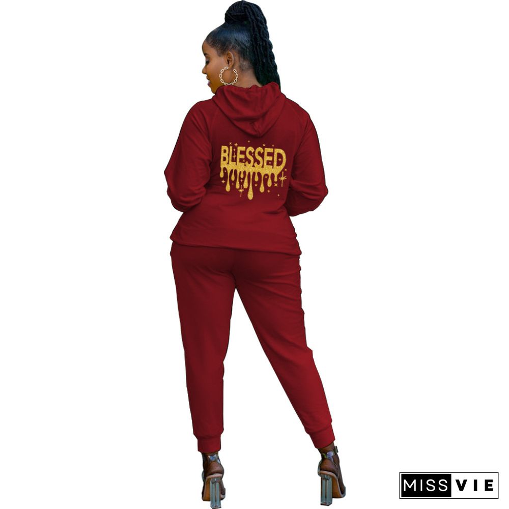 Full Sleeve Hooded Sweatshirts Long Pants Set