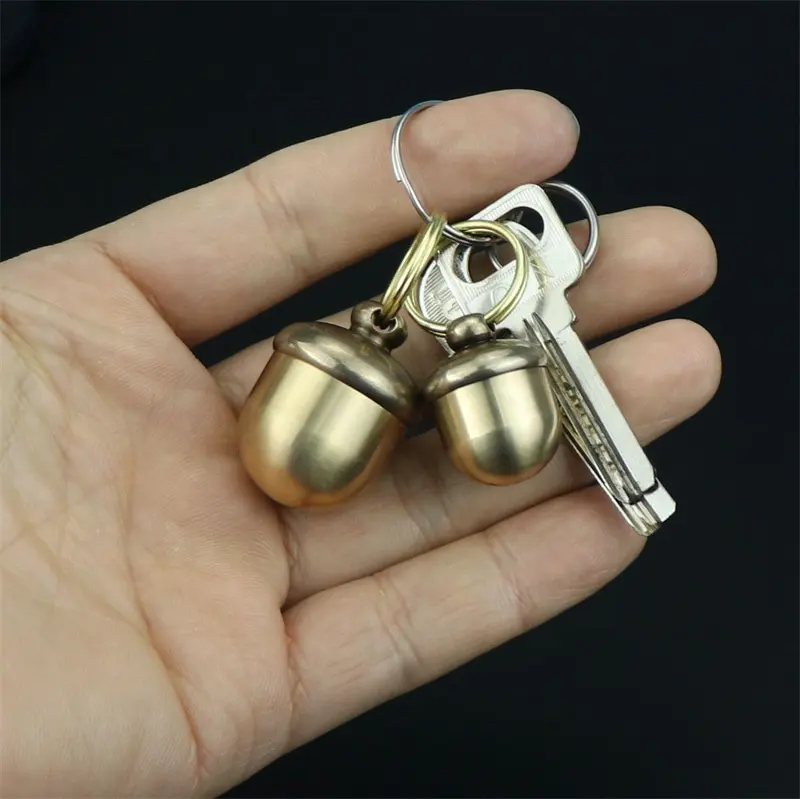 Brass Multifunctional Hanging Key Chian GIft Souvenir Accessory Moist proof Outdoor Hiking Hunting Pill Storage Box