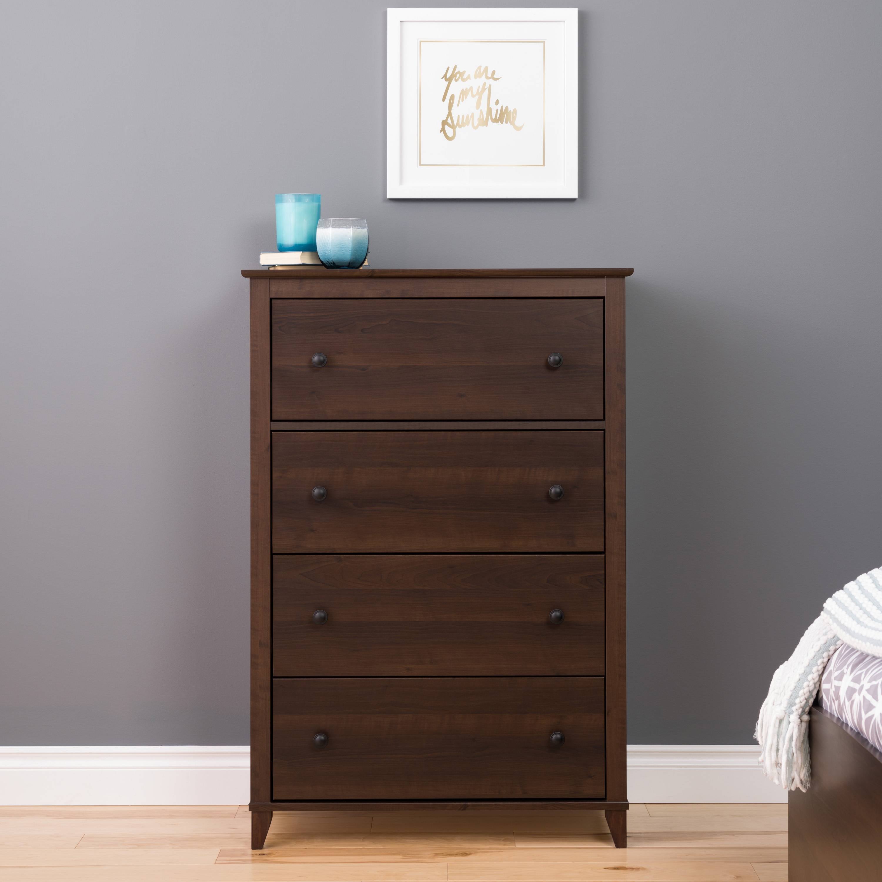 Prepac Yaletown Modern 4-Drawer Vertical Chest, Espresso