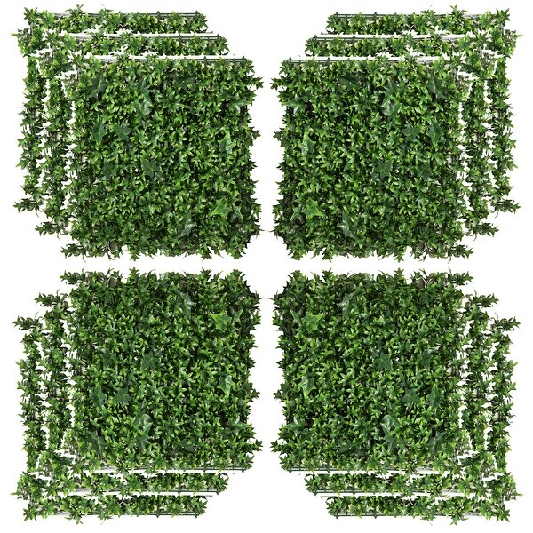 Outsunny 12PCS 20 x 20 Artificial Boxwood Panels Milan Leaf Grass Privacy Fence Screen Topiary Hedge Plant Greenery Wall