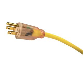 US Wire and Cable USW 50 ft. 143 Yellow Extension Cord with Lighted Plug 73050