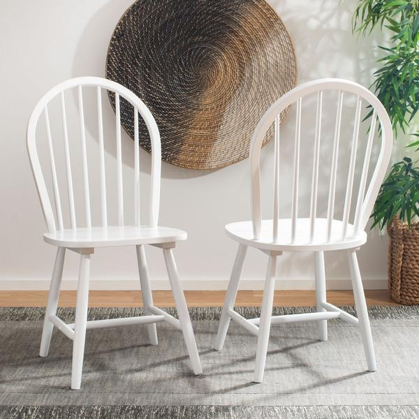 Newton Spindle Back Dining Chair  Set of 2  White   Midcentury   Dining Chairs   by Rustic Home Furniture Deco  Houzz