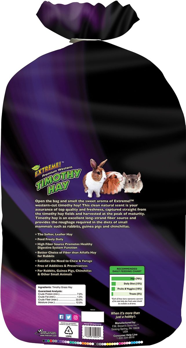 Brown's Extreme! Timothy Small Pet Hay， 96-oz bag