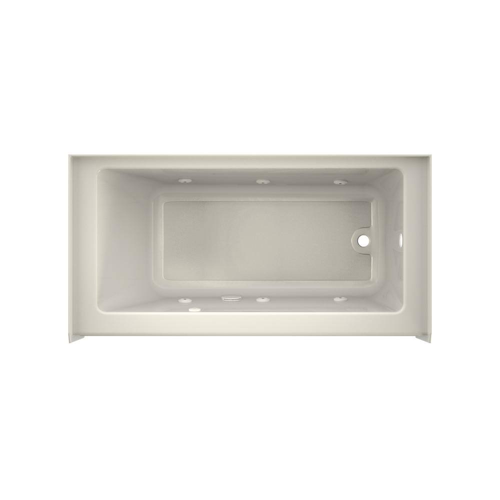 JACUZZI PROJECTA 60 in. x 30 in. Acrylic Right Drain Rectangular Low-Profile AFR Alcove Whirlpool Bathtub in Oyster R186030WRL1XXY