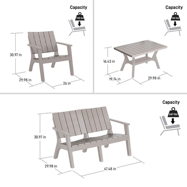 Enzo All Weather Water Resistant 4 Piece Patio Sofa Seating Set