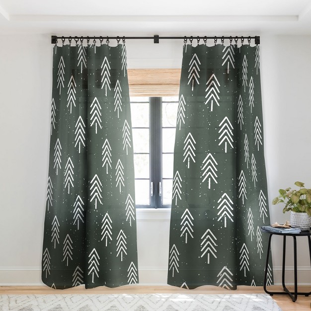 Coastl Studio Pine Trees Olive Single Panel Sheer Window Curtain Deny Designs