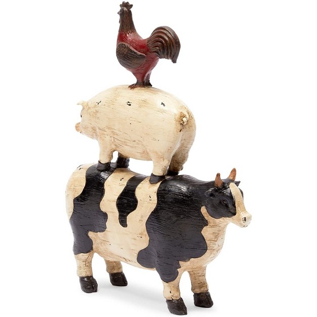 Farmlyn Creek Farm Animal Decor Chicken Pig amp Cow Resin Figure Statue Farmhouse Kitchen Decor 9 2x11 6x2 6 In