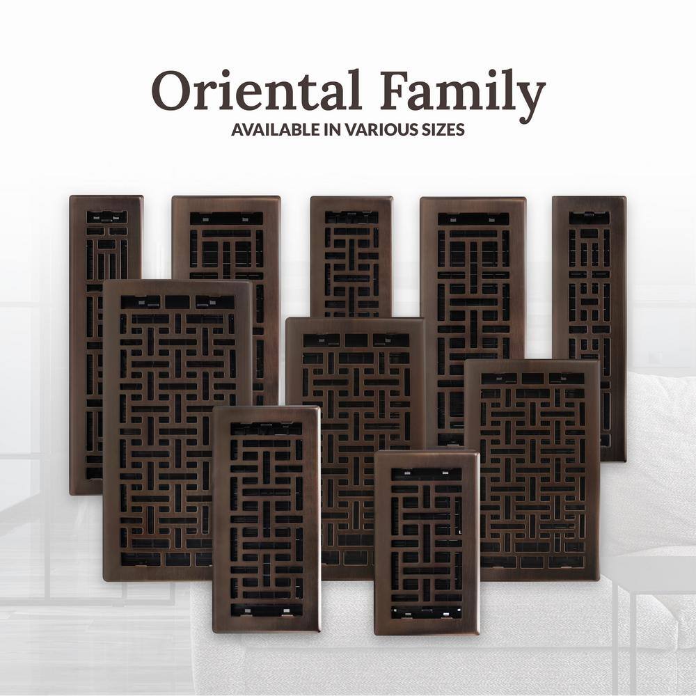 Decor Grates 4 in. x 14 in. Oil Rubbed Bronze Steel Oriental Register AJH414-RB