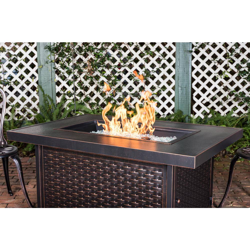 Fire Sense Baker 48 in. x 24 in. Rectangle Aluminum Propane Fire Pit Table in Antique Bronze 62747