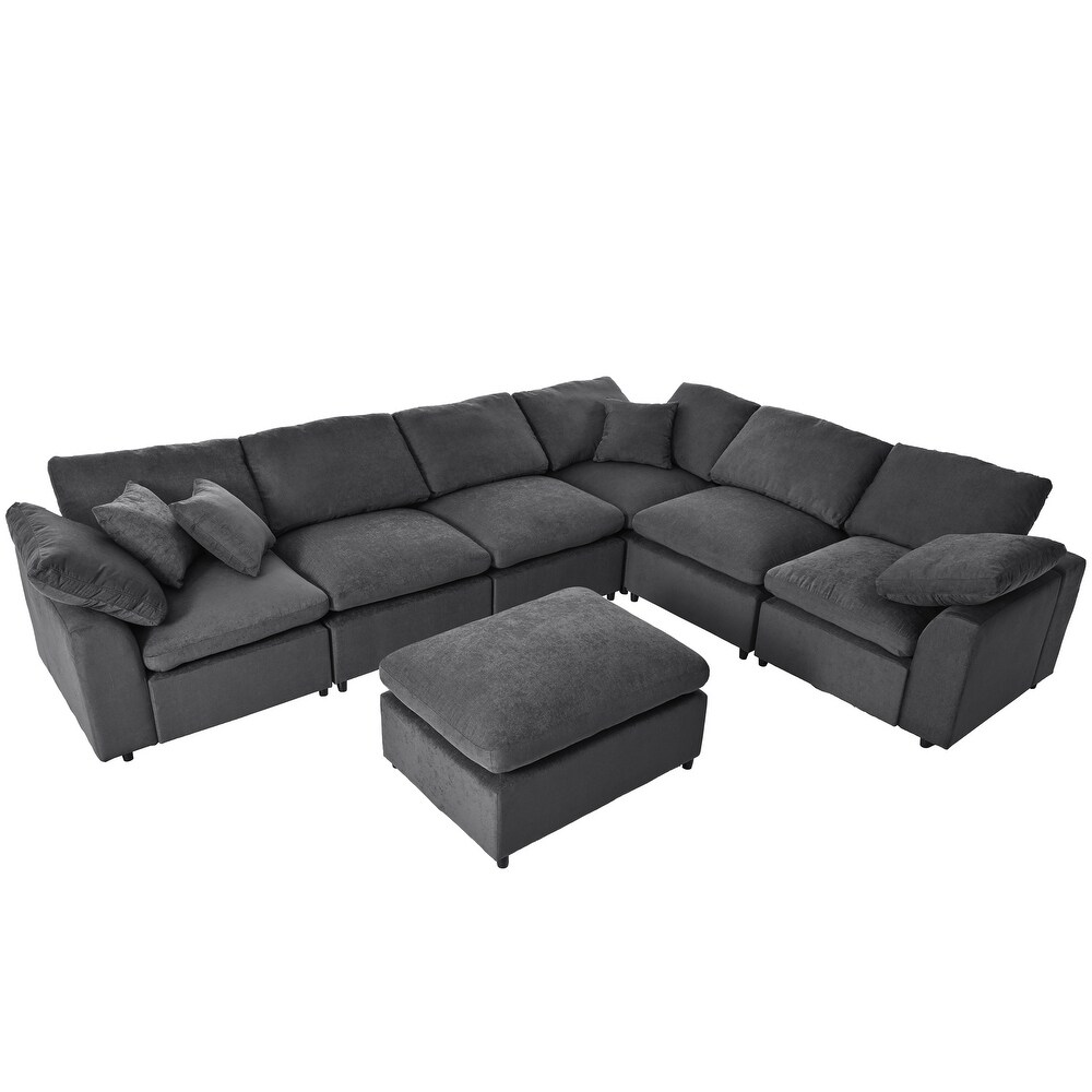 Oversized Modular Corner Sofa L Shaped Sectional Sofa w/Ottoman 7 Seat Sectional Sofa w/Removable Cushions for Livingroom