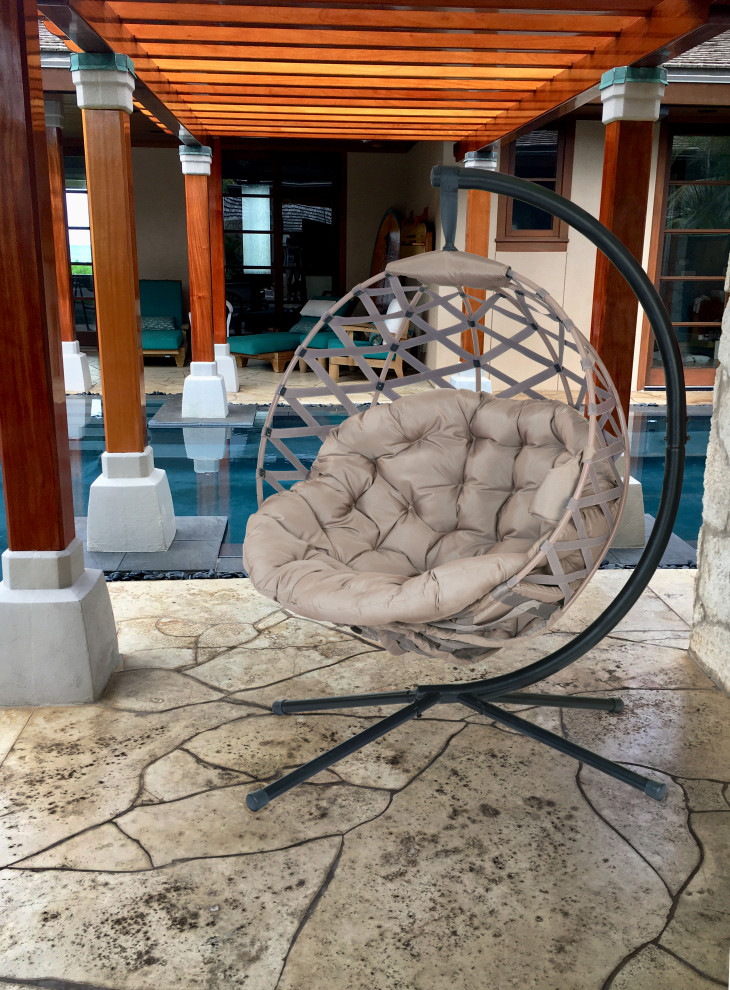 66H x 40W x 43D Beige Crossweave Hanging Ball Chair   Transitional   Hammocks And Swing Chairs   by IDEAZ International  LLC  Houzz