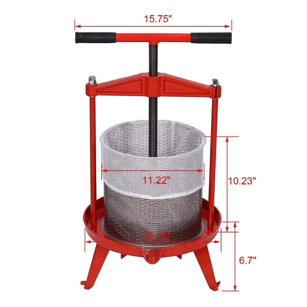 3.69 Gallon Red Stainless Steel Fruit Wine Apple Press Wine Making Instrument