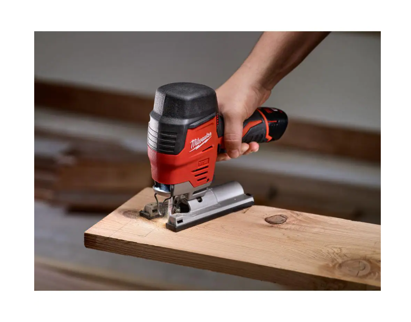 Milwaukee 2467-20-2445-20-48-11-2460 M12 12V Lithium-Ion Cordless 1/4 in. Right Angle Hex Impact Driver w/M12 Cordless Jig Saw and 6.0Ah XC Battery Pack