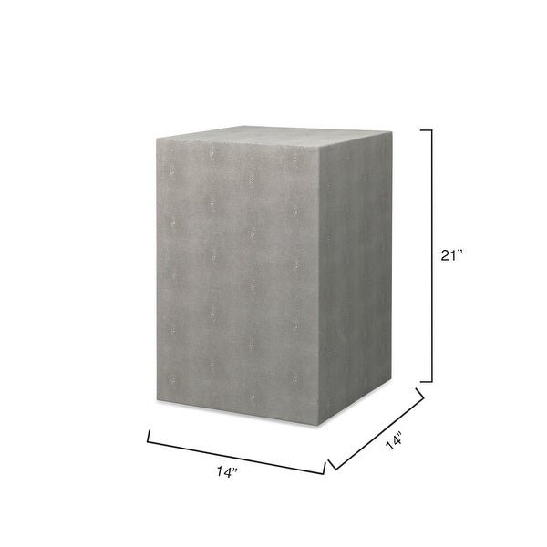 Alden Décor Esme Faux-Shagreen Square Side Table， Grey