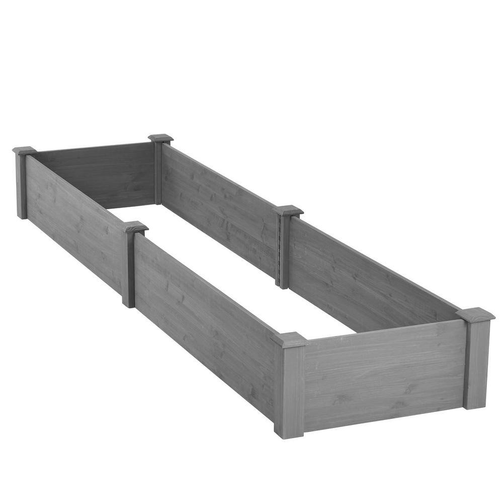 Tunearary 96 in. x 28 in. Dark Gray Wooden Raised Garden Bed Outdoor DIY Raised Planter Box T1390HZ96